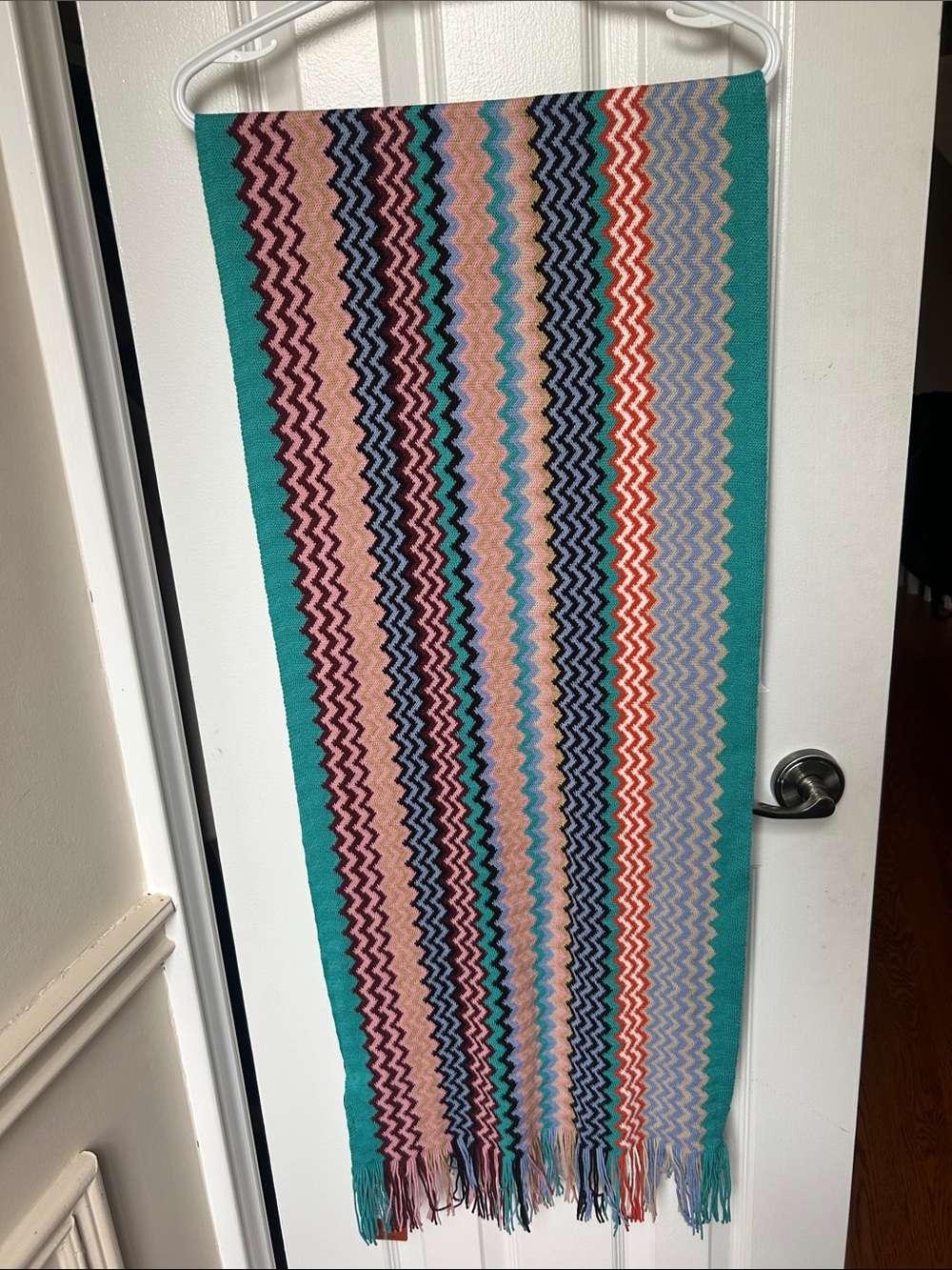 Missoni Multicolour Zig Zag Fringe Wool Blend Scarf